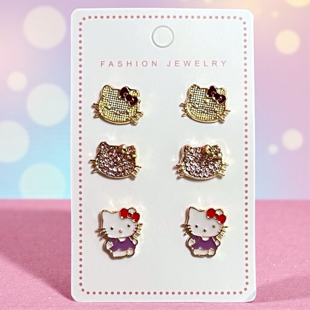 Dainty Hello Kitty Earrings Set